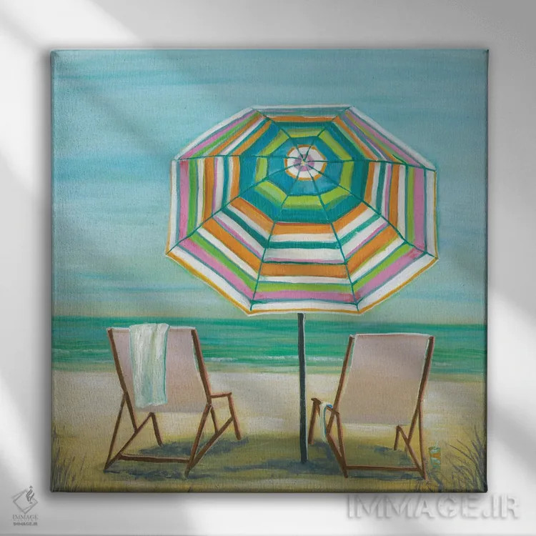 تابلو دکوراتیو دوتایی کنار دریا I اثر جولی جوی - نمای روبهرو روی دیوار