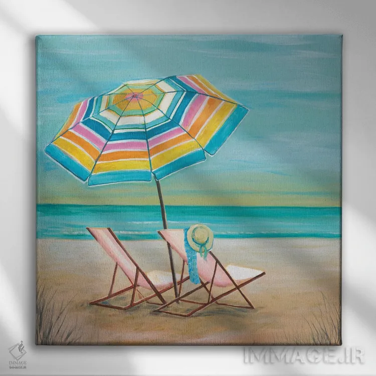 تابلو دکوراتیو دوتایی کنار دریا II اثر جولی جوی - نمای روبهرو روی دیوار