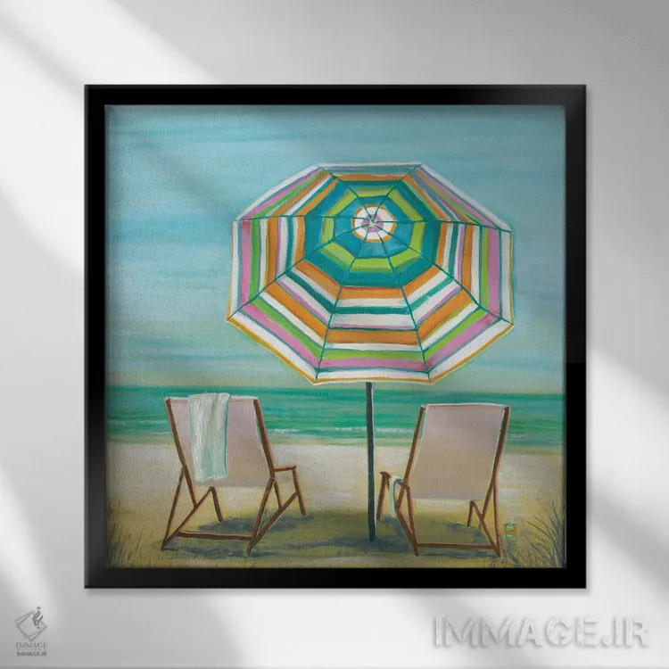 تابلو دکوراتیو دوتایی کنار دریا I اثر جولی جوی - نمای قابدار مشکی