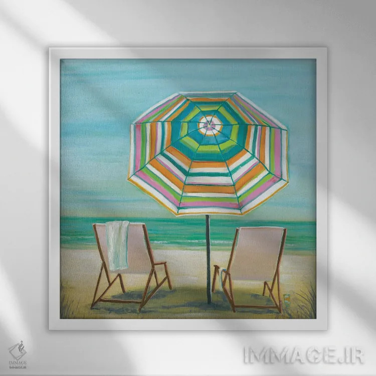 تابلو دکوراتیو دوتایی کنار دریا I اثر جولی جوی - نمای قابدار سفید