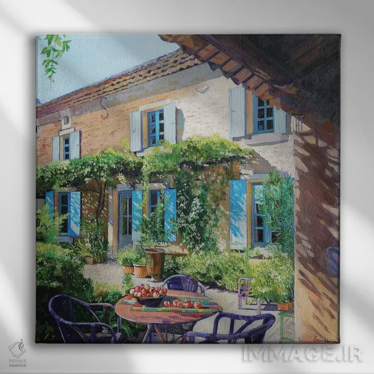 تابلو دکوراتیو تراس سیب اثر ژان پل کورشیا - نمای روبهرو روی دیوار