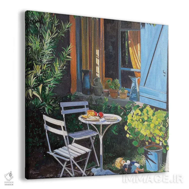 تابلو دکوراتیو میزی مقابل پنجره اثر ژان پل کورشیا - نمای پرسپکتیو محصول