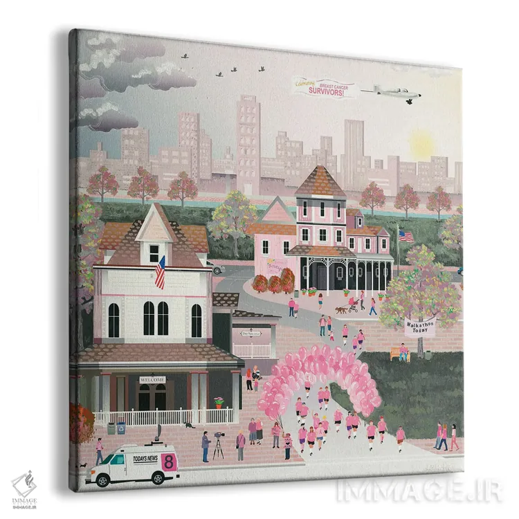 تابلو دکوراتیو قدرت در رنگ صورتی اثر جولی پیس هوف - نمای پرسپکتیو محصول