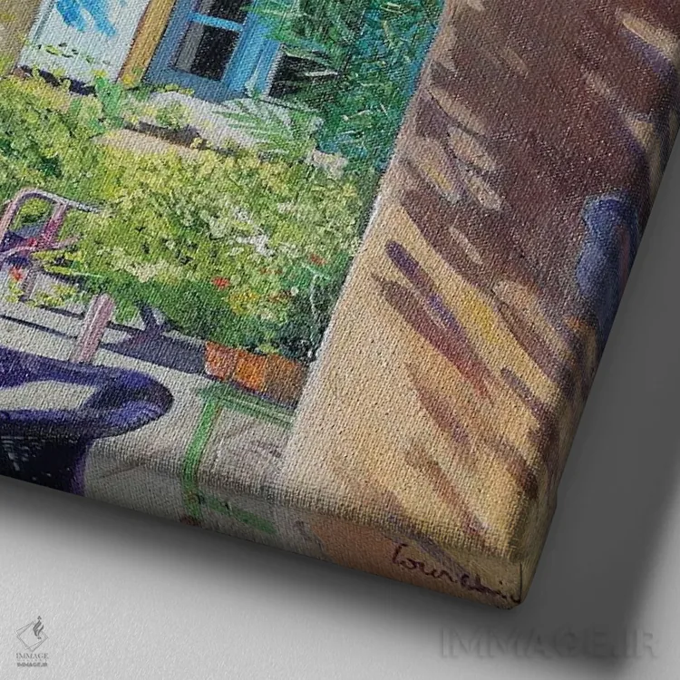 تابلو دکوراتیو تراس سیب اثر ژان پل کورشیا - نمای نزدیک بافت بوم