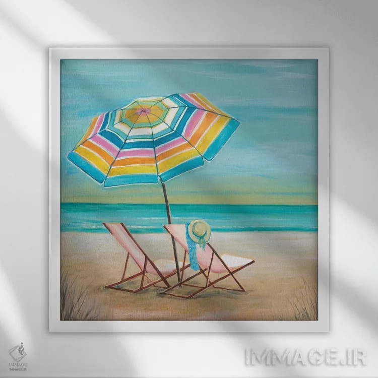 تابلو دکوراتیو دوتایی کنار دریا II اثر جولی جوی - نمای قابدار سفید