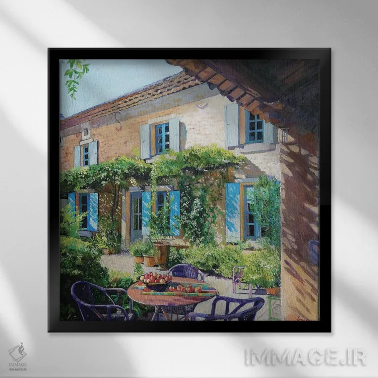 تابلو دکوراتیو تراس سیب اثر ژان پل کورشیا - نمای قابدار مشکی