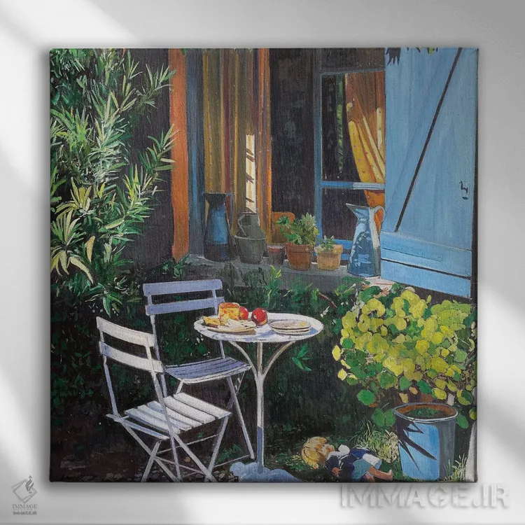 تابلو دکوراتیو میزی مقابل پنجره اثر ژان پل کورشیا - نمای روبهرو روی دیوار
