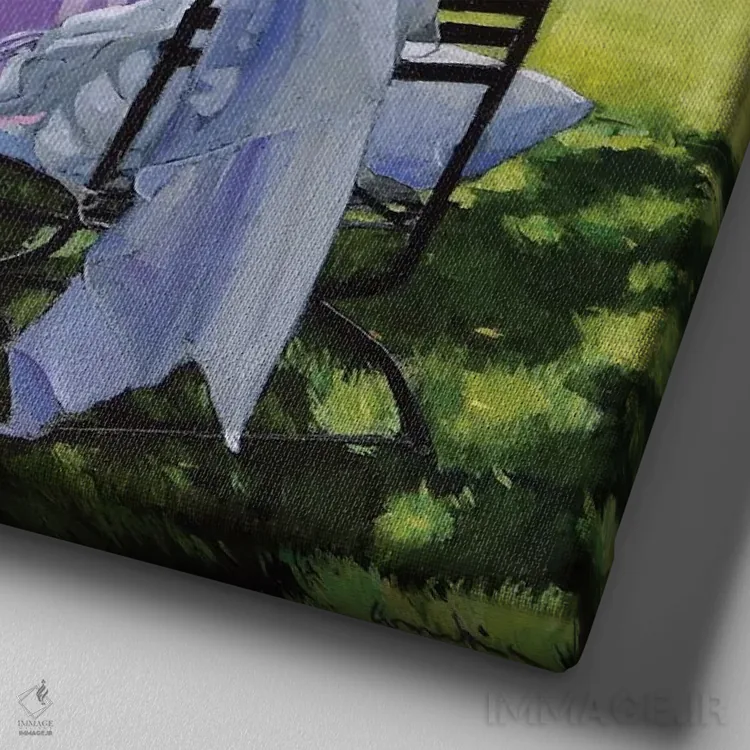 تابلو دکوراتیو سفره صورتی اثر ژان پل کورشیا - نمای نزدیک بافت بوم