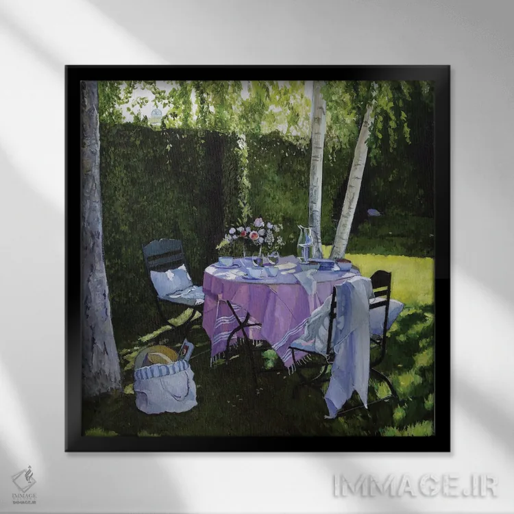 تابلو دکوراتیو سفره صورتی اثر ژان پل کورشیا - نمای قابدار مشکی