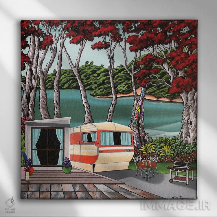 تابلو دکوراتیو استراحت کنار رودخانه اثر لیزا جپسون - نمای روبهرو روی دیوار