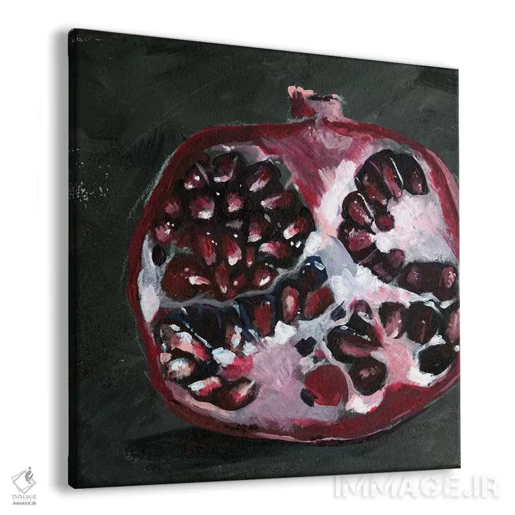 تابلو دکوراتیو مطالعه انار روی بستر سیاه یک اثر جنیفر پکستون پارکر - نمای پرسپکتیو محصول