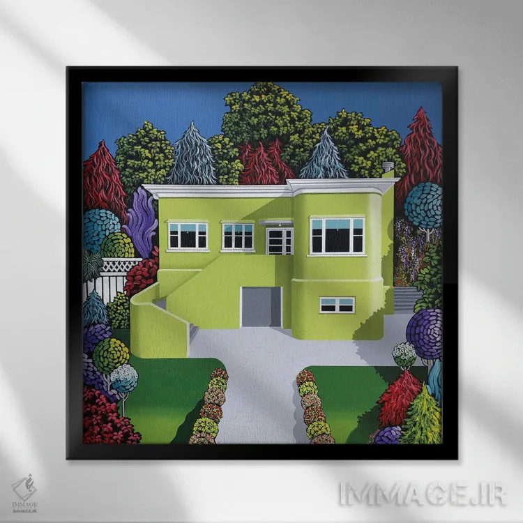 تابلو دکوراتیو دکور سبز اثر لیزا جپسون - نمای قابدار مشکی