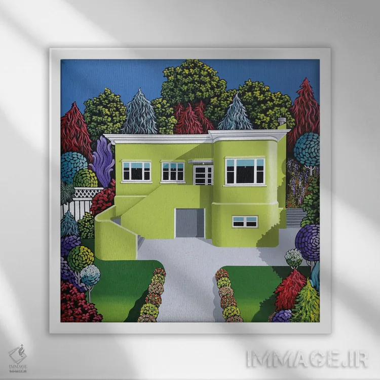 تابلو دکوراتیو دکور سبز اثر لیزا جپسون - نمای قابدار سفید