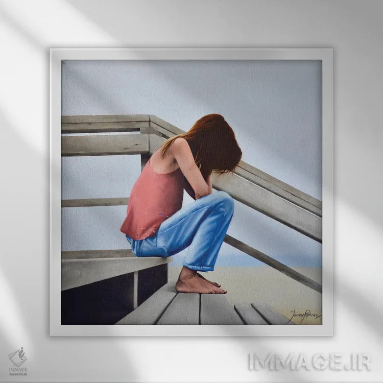 تابلو دکوراتیو انسداد خلاقانه هنرمند اثر جانی پاپکس - نمای قابدار سفید