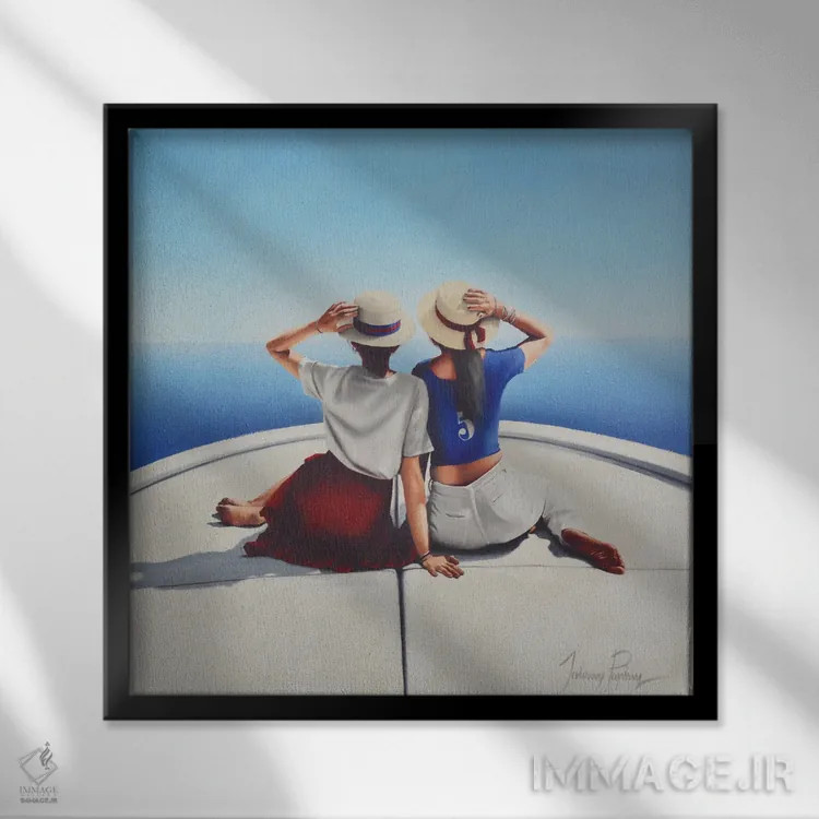 تابلو دکوراتیو سفر با قایق اثر جانی پاپکس - نمای قابدار مشکی