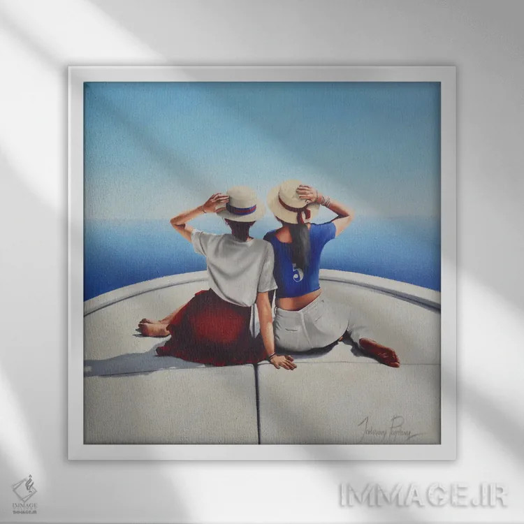 تابلو دکوراتیو سفر با قایق اثر جانی پاپکس - نمای قابدار سفید