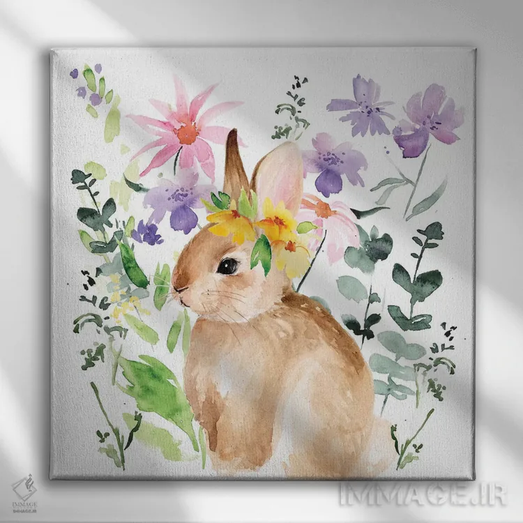 تابلو دکوراتیو باغ بهاری با آب رنگ ۱ اثر جنیفر پکستون پارکر - نمای روبهرو روی دیوار