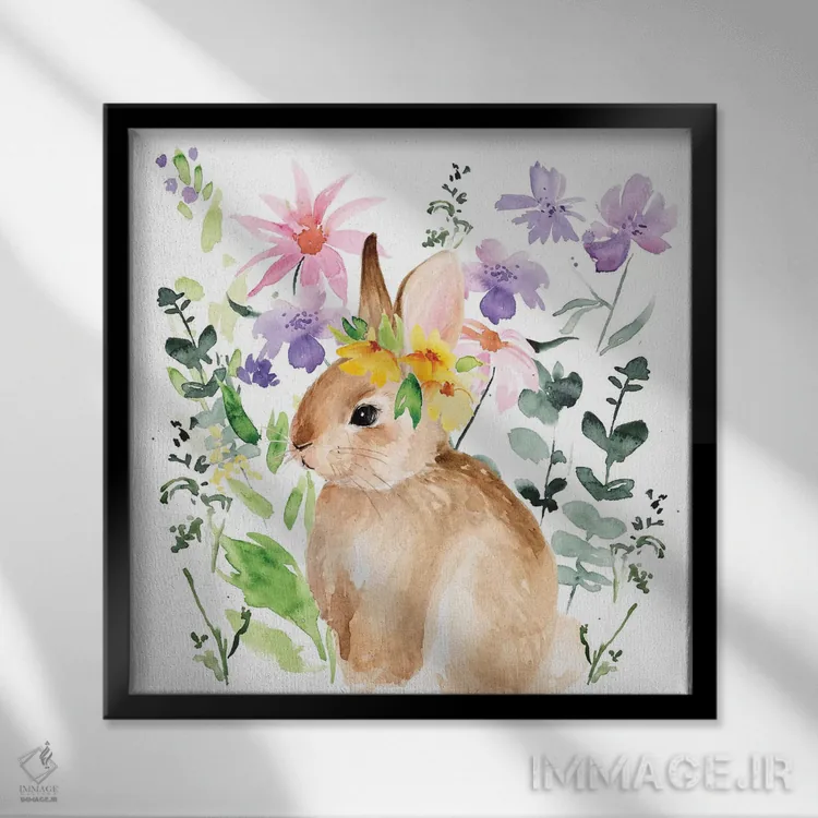 تابلو دکوراتیو باغ بهاری با آب رنگ ۱ اثر جنیفر پکستون پارکر - نمای قابدار مشکی