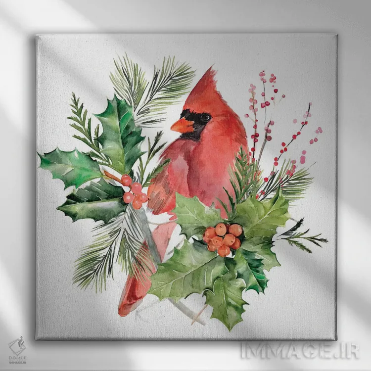 تابلو دکوراتیو مجموعه کریسمس هلوی کارباورال C اثر جنیفر پکستون پارکر - نمای روبهرو روی دیوار