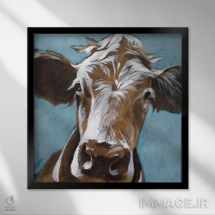 تابلو دکوراتیو بوسه های گاو ۲ اثر جنیفر پکستون پارکر - نمای قابدار مشکی