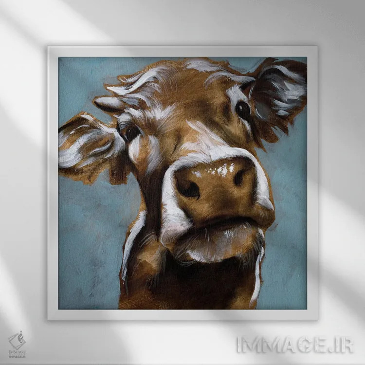 تابلو دکوراتیو بوسه های گاو ۱ اثر جنیفر پکستون پارکر - نمای قابدار سفید