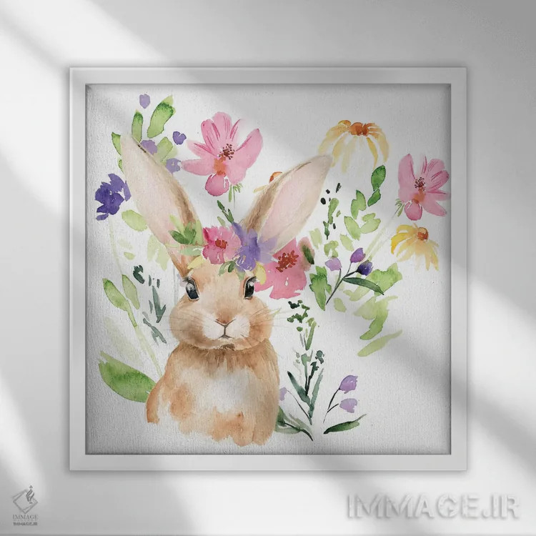 تابلو دکوراتیو باغ بهاری با آب رنگ ۲ اثر جنیفر پکستون پارکر - نمای قابدار سفید