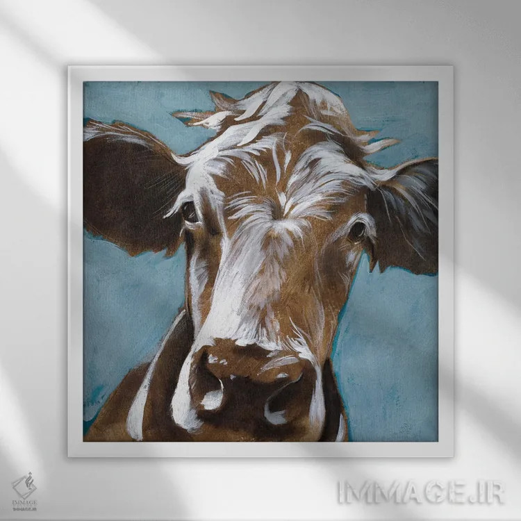 تابلو دکوراتیو بوسه های گاو ۲ اثر جنیفر پکستون پارکر - نمای قابدار سفید