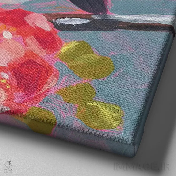 تابلو دکوراتیو پرنده با ضرب قلم ۱ اثر جنیفر پکستون پارکر - نمای نزدیک بافت بوم