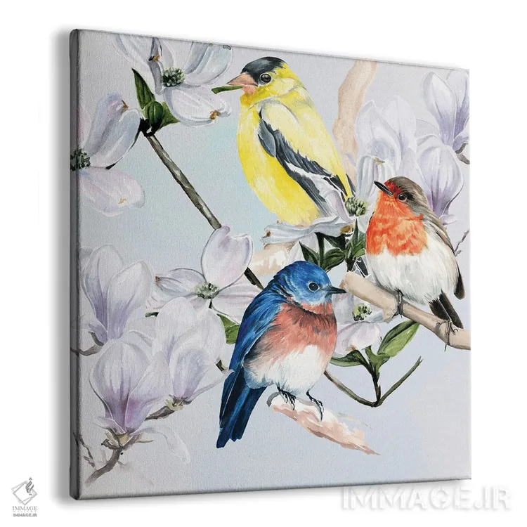 تابلو دکوراتیو چهار پرنده کوچک ۲ اثر جنیفر پکستون پارکر - نمای پرسپکتیو محصول