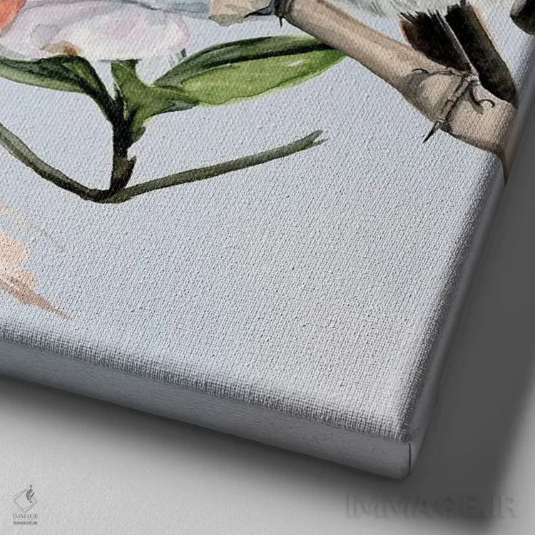 تابلو دکوراتیو چهار پرنده کوچک ۲ اثر جنیفر پکستون پارکر - نمای نزدیک بافت بوم