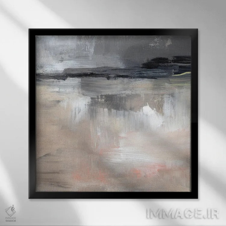 تابلو انتزاعی بازتاب های غروب ۴ اثر جنیفر پکستون پارکر - نمای قابدار مشکی