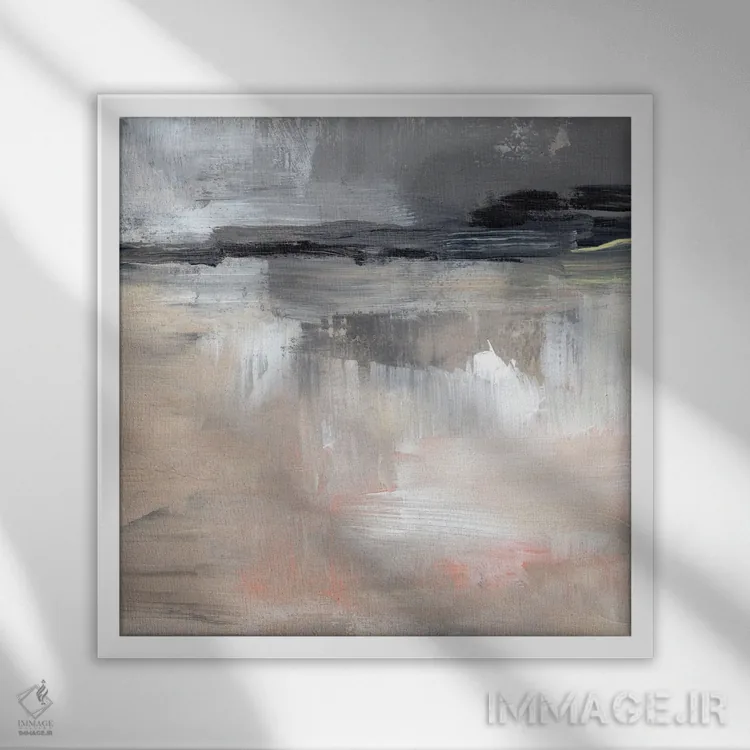 تابلو انتزاعی بازتاب های غروب ۴ اثر جنیفر پکستون پارکر - نمای قابدار سفید