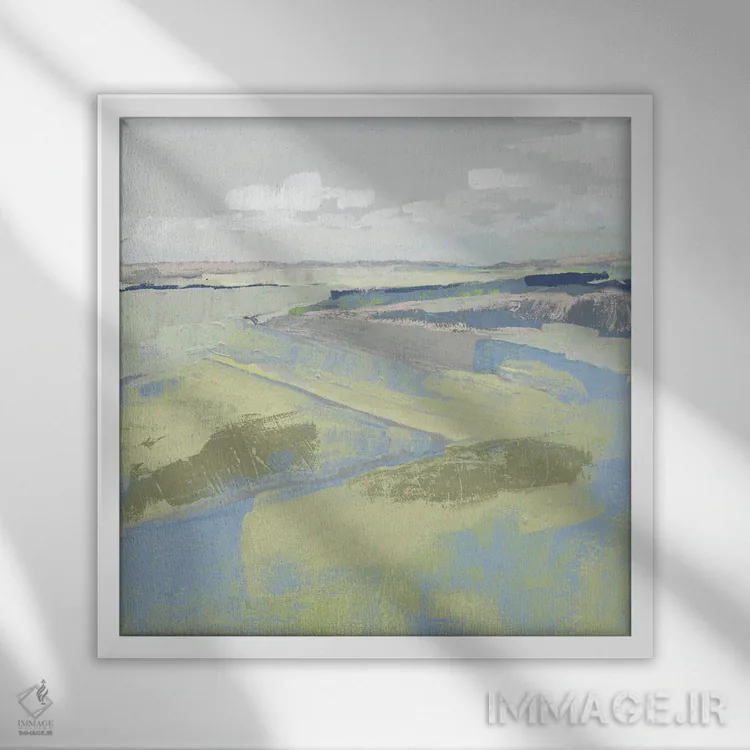 تابلو انتزاعی دشت پاستلی ۲ اثر جنیفر پکستون پارکر - نمای قابدار سفید