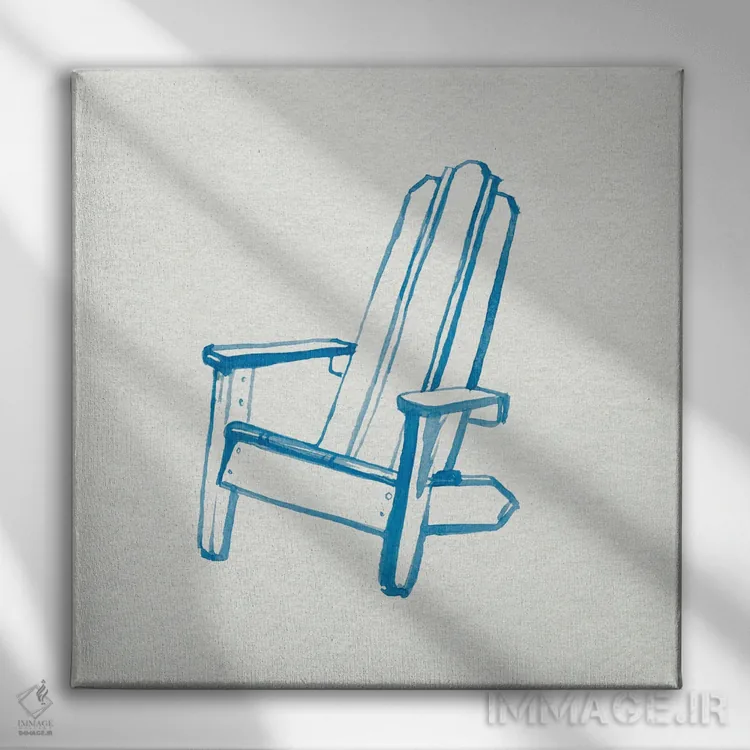تابلو مینیمال صندلی های ساحلی ۲ اثر جنیفر پکستون پارکر - نمای روبهرو روی دیوار