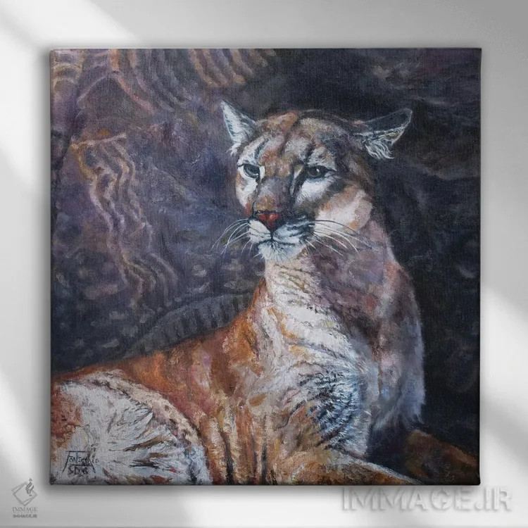 تابلو دکوراتیو پوما در شکاف پاروان اثر یان پرلی - نمای روبهرو روی دیوار