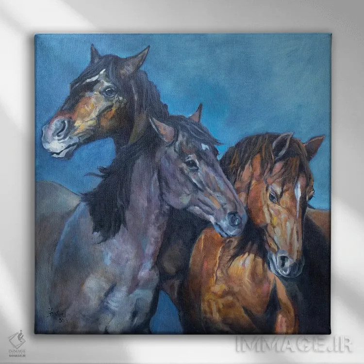 تابلو دکوراتیو سه دوست اثر یان پرلی - نمای روبهرو روی دیوار