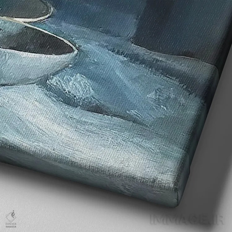 تابلو دکوراتیو پرنده پشه گیر در میان سفال ها اثر یان پرلی - نمای نزدیک بافت بوم