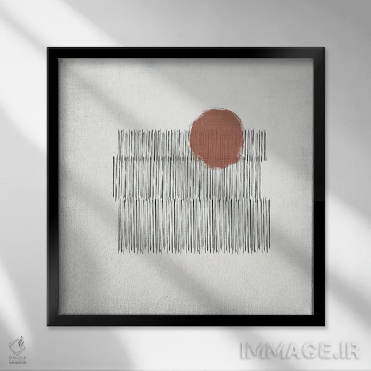 تابلو مینیمال بلوک های رنگی خط دار ۴ اثر جنیفر پکستون پارکر - نمای قابدار مشکی