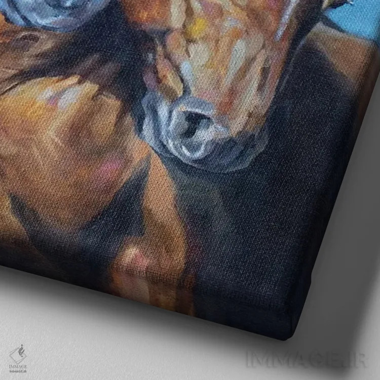 تابلو دکوراتیو سه دوست اثر یان پرلی - نمای نزدیک بافت بوم