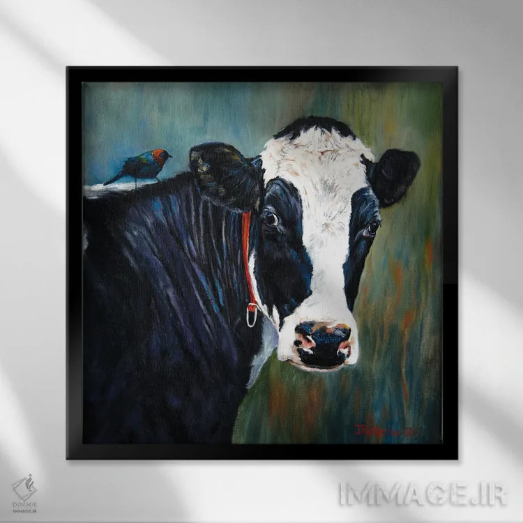 تابلو دکوراتیو یه پرنده بهم گفت اثر یان پرلی - نمای قابدار مشکی