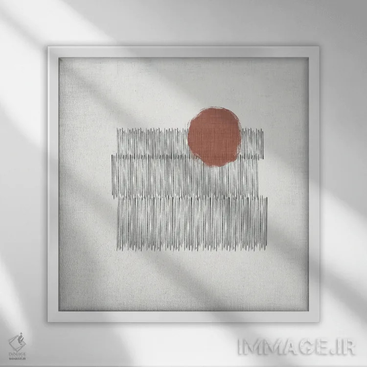 تابلو مینیمال بلوک های رنگی خط دار ۴ اثر جنیفر پکستون پارکر - نمای قابدار سفید