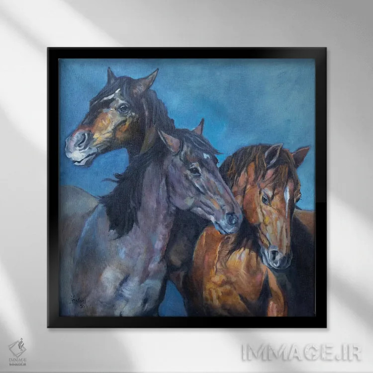 تابلو دکوراتیو سه دوست اثر یان پرلی - نمای قابدار مشکی