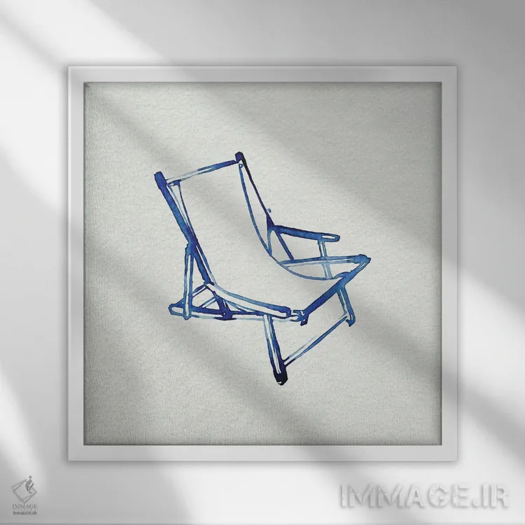 تابلو مینیمال صندلی های ساحلی ۱ اثر جنیفر پکستون پارکر - نمای قابدار سفید