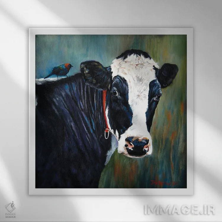 تابلو دکوراتیو یه پرنده بهم گفت اثر یان پرلی - نمای قابدار سفید