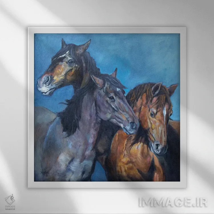 تابلو دکوراتیو سه دوست اثر یان پرلی - نمای قابدار سفید