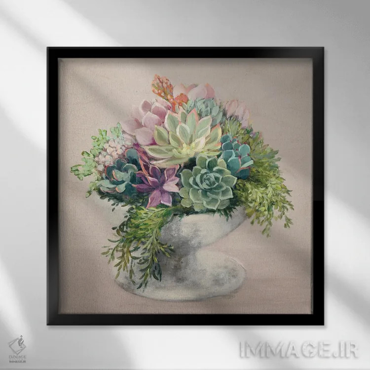 تابلو دکوراتیو ساکولنت های جشنواره ای ۲ اثر جولیا پورینتون - نمای قابدار مشکی