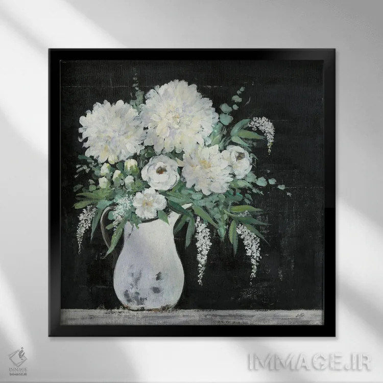 تابلو مدرن دسته گل اواخر تابستان ۱ اثر جولیا پورینتون - نمای قابدار مشکی