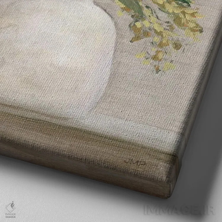 تابلو دکوراتیو طبیعت بی جان پروتیا ۱ اثر جولیا پورینتون - نمای نزدیک بافت بوم