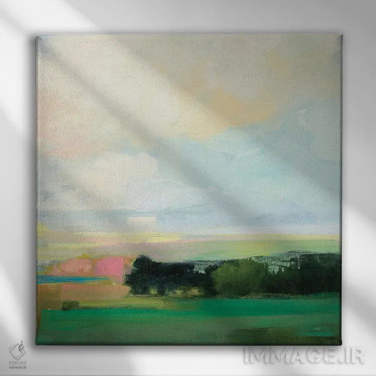 تابلو انتزاعی آسمان تابستانی ۵ اثر جولیا پورینتون - نمای روبهرو روی دیوار