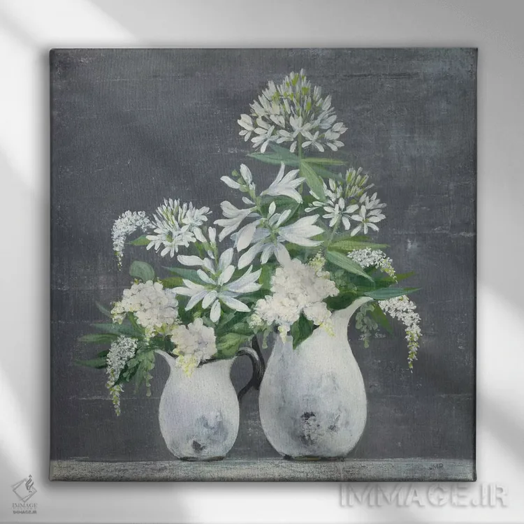 تابلو مدرن دسته گل اواخر تابستان ۳ اثر جولیا پورینتون - نمای روبهرو روی دیوار